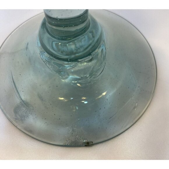 Artisan Hand Blown Recycled Confetti Blue Rim Wine Glasses Set of 2 - Picture 5 of 8